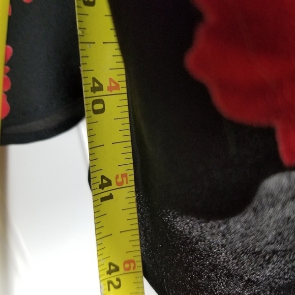 Womens Midi Dress Size 14 Black Red Floral Cowlneck Whimsigoth Fairy Grunge Y2K - Picture 9 of 11